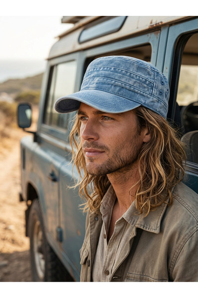 PIECE SIGNATURE Unisex Vintage Washed Castro Hat - Distressed Military Style Cap