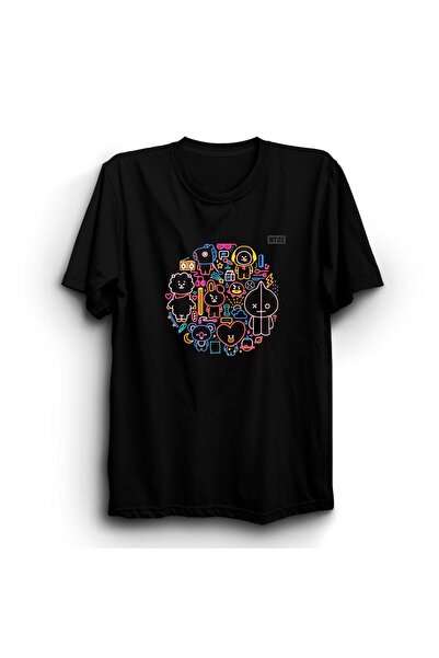 The Fame تي شيرت BTS، BT21 K-POP Music Group، مطبوع عليه Circle Vers، مصنوع م...