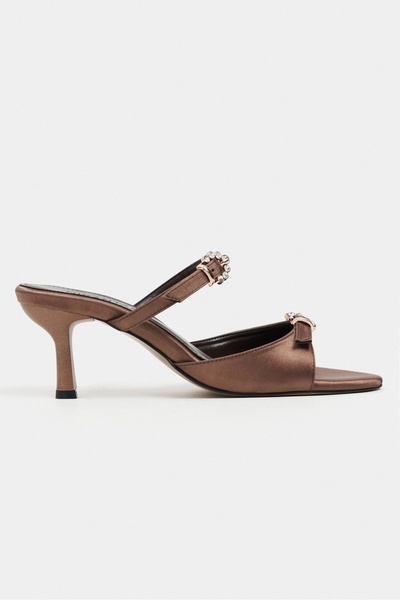 NİŞANTAŞI SHOES Calista Brown Satin Buckle Detail Pointed Toe Women's Heeled ...