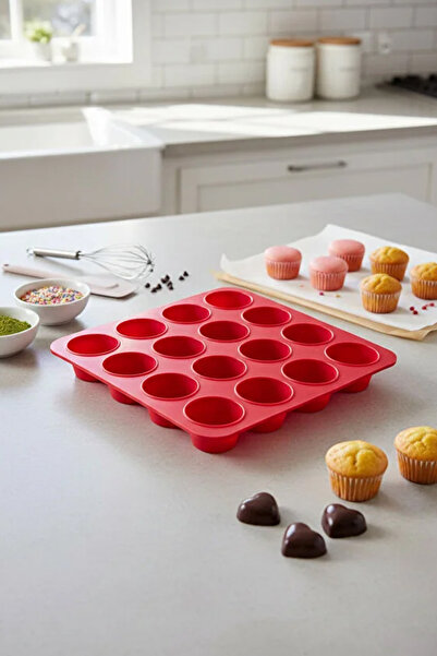 Fisko 16-Cavity Silicone Macaron, Mini Cake, and Chocolate Mold - Fireproof N...