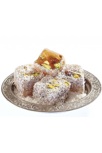 Can Kardeşler Kuruyemiş Turkish Delight with Coconut and Pistachio Nuts 500 g