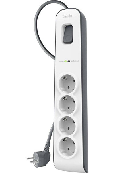 Belkin Πολύπριζο Προστασίας Από Υπερτάσεις 4 υποδοχές 2μ Λευκό-Γκρι (BSV400VF2M)