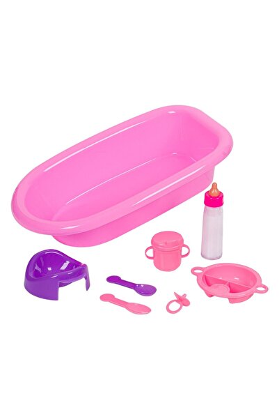 OEM Cădiță roz pentru păpuși și set de joacă pentru fete - Include biberon, c...