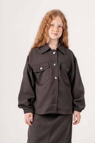 GİYİCEM TEKSTİL Girl's Oversize Buttoned Denim Jacket 1555