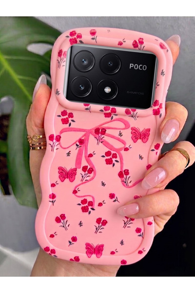 Rivor Xiaomi Poco X6 Pro Uyumlu Kılıf Kamera Çıkıntılı Kurdele Ve Çiçek Kabar...