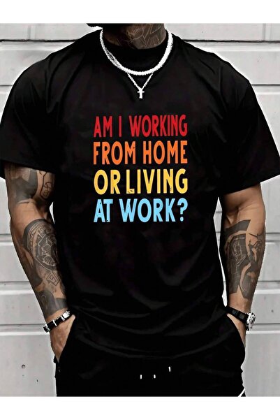 LİNA06 Am I Working Or Living At Work? Men's Graphic Print TShirt Funny Work ...