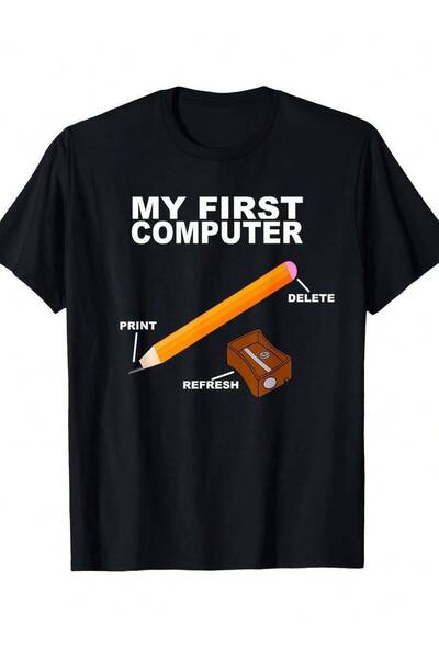NOURAM Plus Size- Men's Retro Computer History T-Shirt- Vintage Tech-Themed S...