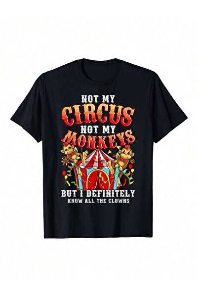 NOURAM تي شيرت بطباعة "Not Not My Monkeys" بتصميم مهرج السيرك - قميص ثقيل الو...