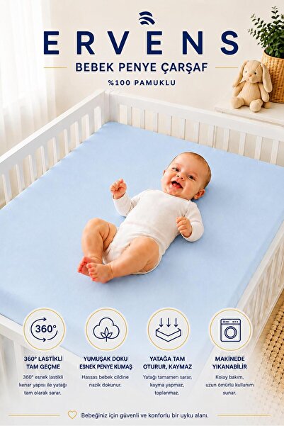 %100 Pamuklu Lastikli Penye Bebek Çarşafı | Park Yatak | 60x120 | 70x110 | 70x120 | 70x130 | 70x140|