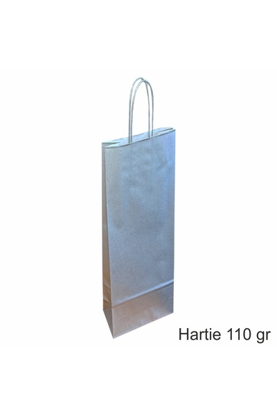 papercraft Pungi hartie kraft 110 gr pentru 1 sticle vin, 14x39x8 cm, set 30 ...