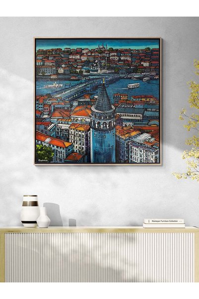 Simurg Sanatevi Galata'nın Gölgesinde Boğaz Yağlı Boya Tablosu - Tuval Üzerin...