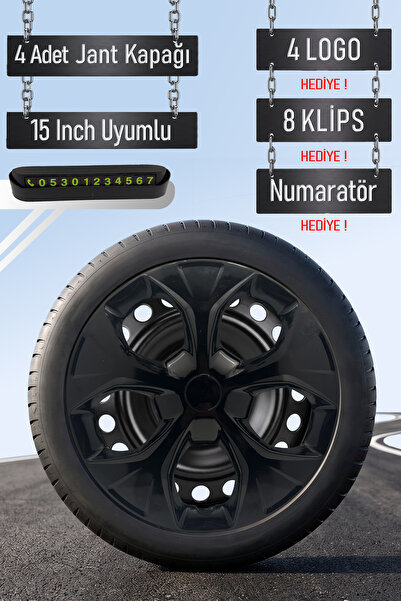 Renault Jant Kapağı Seti 4 Adet 15" inç Piano Black ( Clio 4 5 Symbol Megane Kangoo Fluence Taliant Express Brodway ) S023