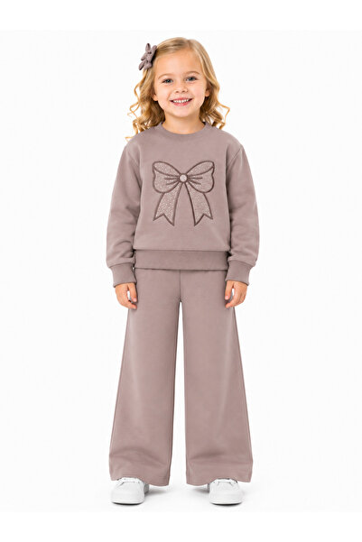 MİNOLES KIDS 2 Ip Seasonal and Winter Cotton Embroidered and Stone Printed Gi...