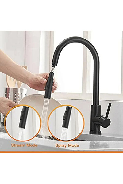 STARSTAR High-pressure kitchen faucet, black stainless steel, 360° rotating, ...
