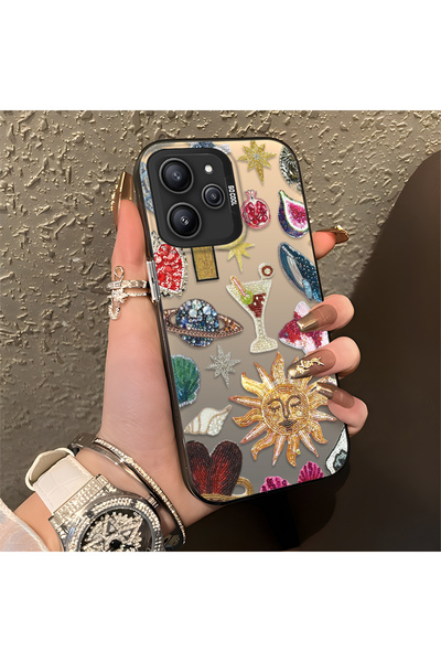CHICASELUX Redmi 12 4G/5G Uyumlu Düz baskı renkli karışık motif estetik yükse...