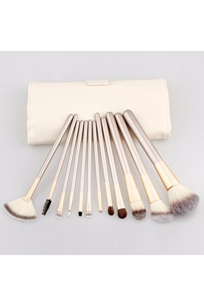 STARSTAR 12pc Professional Beige Makeup Brush Set with Portable Travel Cosmet...