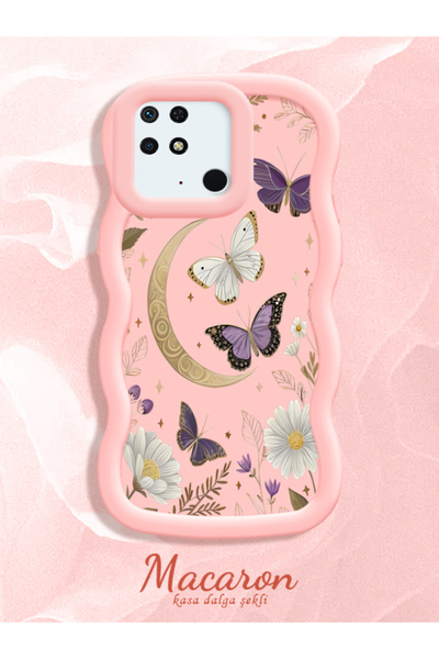 CHICASELUX Redmi 10C Compatible Wavy Frame Moon Butterfly and Flower Patterne...