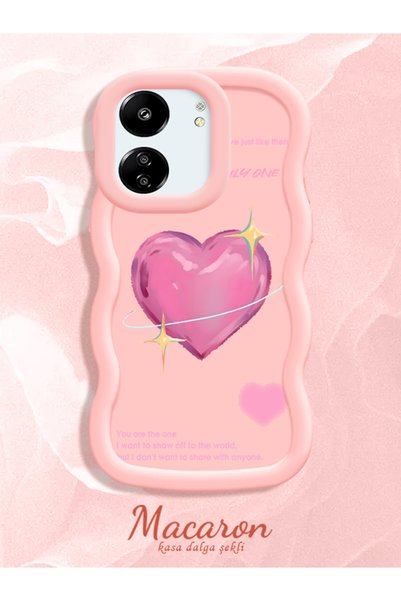 CHICASELUX Poco C65 Compatible Silicone Phone Case with Sweet Pink Heart Moti...