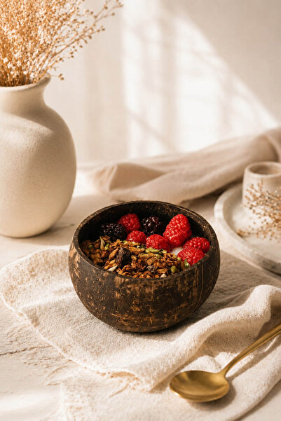 Anadolu Saray Doğal Hindistan Cevizi Kasesi El Yapımı Coconut Bowl Meyve Sala...