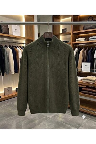 zs zaos fashion Men's Full Zipper Stand Collar Cardigan Sweater Thick Winter ...