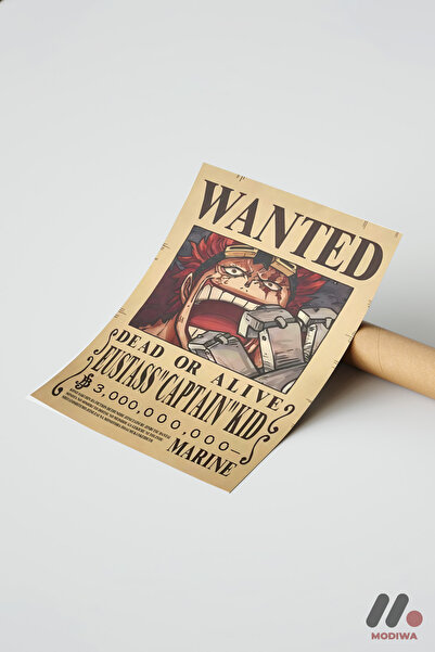 Modiwa Design One Piece Eustass Kid Wanted Poster, Çerçevesiz Yüksek Kalite D...
