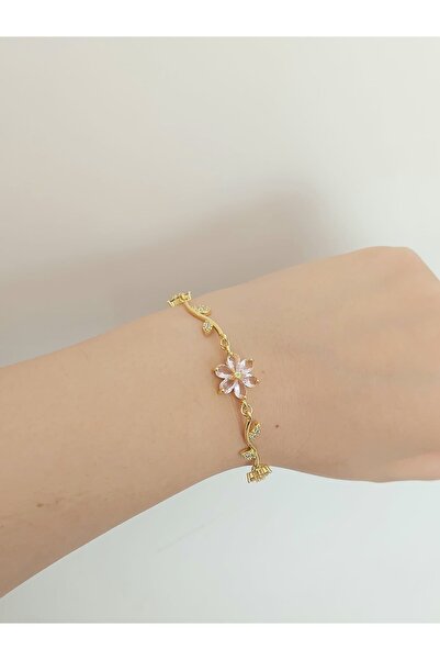 bijoux uniques Zircon Stone Waterway Leaf Flower Ivy Steel Bracelet