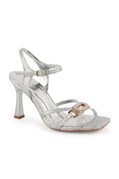 Libero Women's Heeled Sandals Thin Heel Stone Buckle Square Toe Evening Dress...