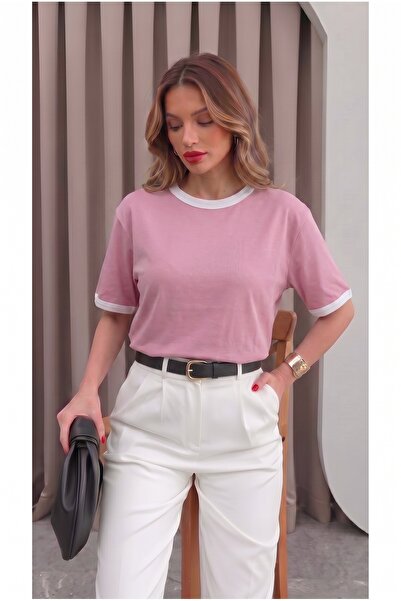 Teenage Millionaire Women's Candy Pink White Piping Garnished Medium Thick So...