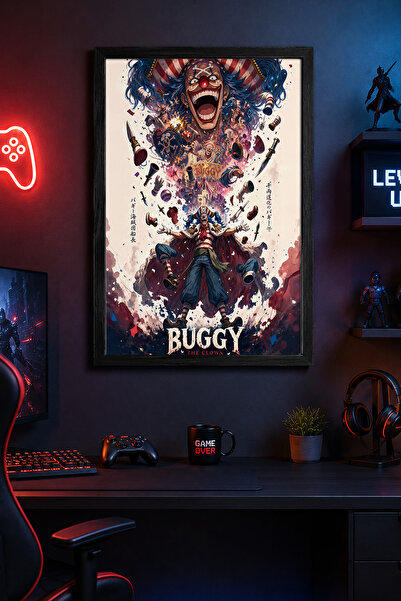 Charmbi Poster Buggy One Piece cu ramă din lemn negru, imprimare digitală pre...