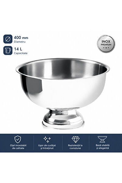 OEM Large round ice bucket, stainless steel ice bucket with stand, 14 l, 40 cm