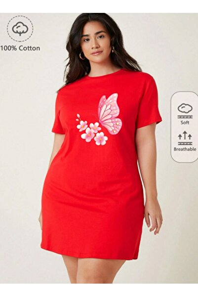 classy moda Women's Floral and Butterfly Printed Oversize Extra Long Tunic T-...