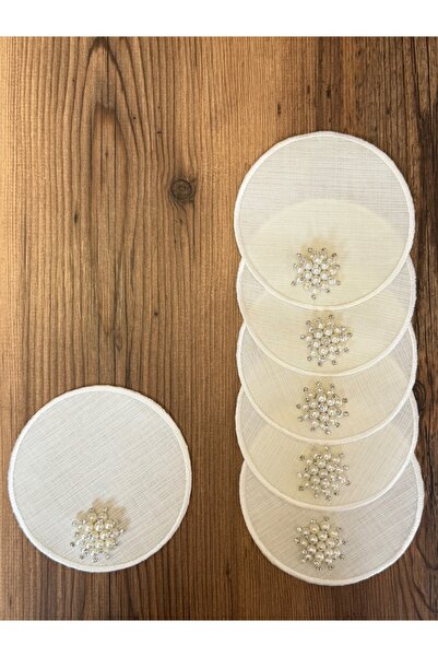 NURHAN HOME COLLECTION 6 قطع من مناديل تقديم الكوكتيل المستديرة باللون البني ...