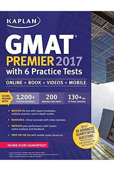 Kaplan Publishing كابلان جي إم إيه تي بريمير 2017 مع 6 اختبارات تدريبية