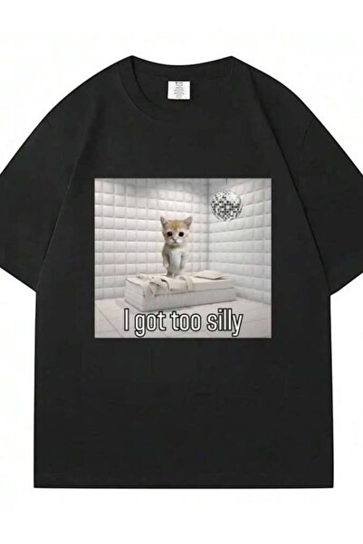 k222 I Got Too Silly Funny Sad Crying Cat Meme T Shirt Men Women Short Sleeve...