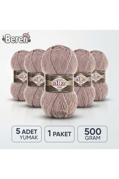 Alize Süperlana Midi - 652 Pavement Stone - 5-Pack - 100Gr/170M - Hand Knitti...