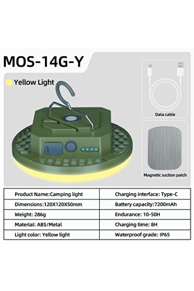 Choice5 MOS-14-G-Yellow MOSLIGHTING Camping Light Rechargeable Lantern Portab...