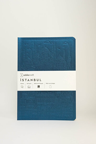 Sablier Craft Istanbul Notebook - Metallic Blue Dotted A5 90g Ivory Paper Car...