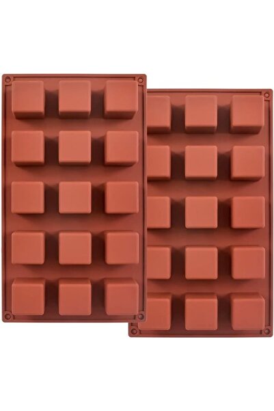 STARSTAR 2 Pcs 15-Cavity Cube Silicone Chocolate Molds, 1.4-Inch Square Casti...