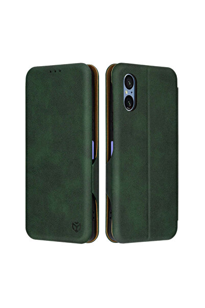 Techsuit Husă pentru Sony Xperia 5 VI, Safe Wallet Plus, negru - verde