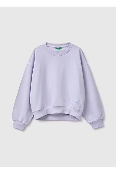 United Colors of Benetton سويت شيرت للفتيات ذو ياقة دائرية وأكمام طويلة باللو...
