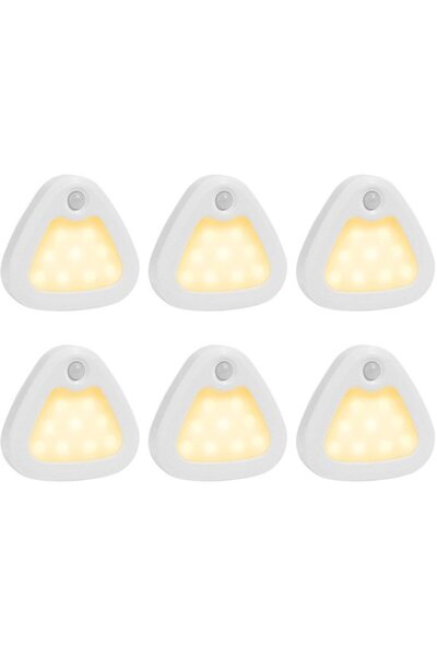 STARSTAR 6-Pack Wireless Magnetic Triangular LED Cabinet Lights with Motion S...