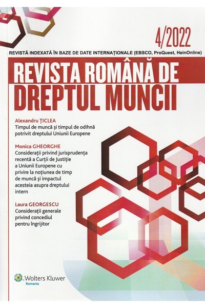 Wolters Kluwer Revista romana de dreptul muncii Nr.4/2022