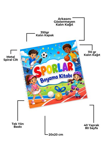 metafortoys Sports Coloring Book – 21X20 cm I 40 Visuals I for Children and Adults