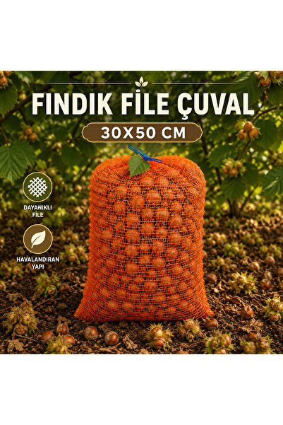 HARMAN 30x50 cm Fındık File Çuval 50 Adet File Çuval Boş Çuval Çok Amaçlı Tar...