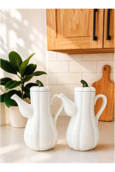 Hilamingo Home 2’li Porselen Bal Kabak Model Yağdanlık Seti Ayçiçek Yağı Zeyt...