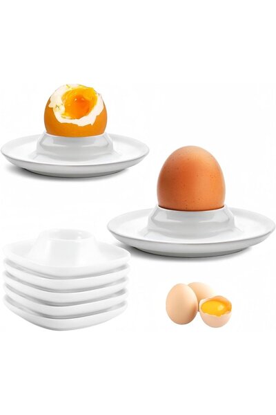 STARSTAR Six stackable egg cups for holding hard-boiled eggs in the kitchen.