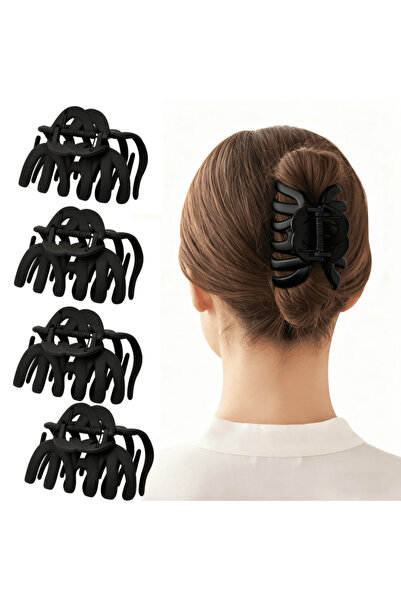 STARSTAR 4-Pack Giant Octopus Matte Non-Slip Large Hair Clips - Black