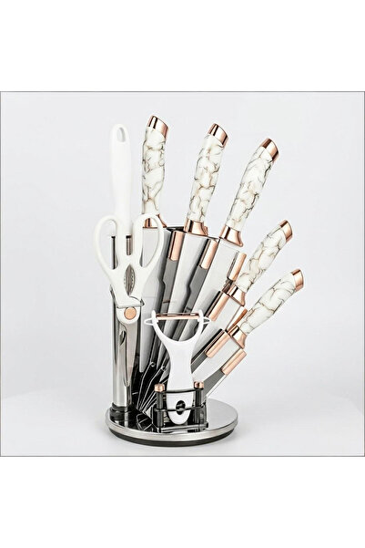 Klyte 9-Piece Kitchen Knife Set with Holder, Scissors & Peeler, Ultra-Sharp C...