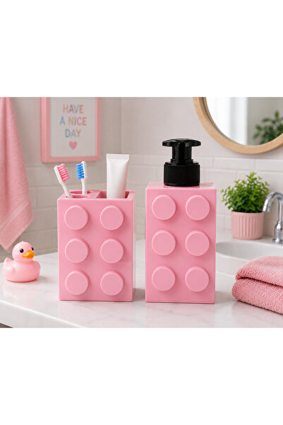 Genel Markalar HPs Banyo Seti (Sıvı Sabunluk & Diş Fırçalık)-Pembe