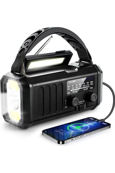 STARSTAR Emergency wind-up solar radio, 10000 mAh rechargeable battery receiv...